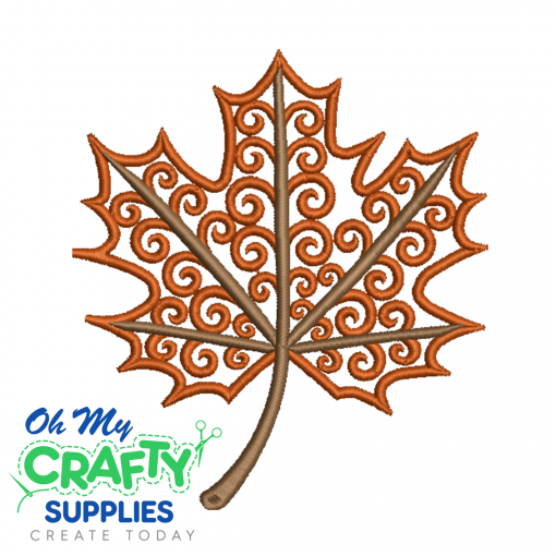 Swirly Maple Leaf Embroidery Design