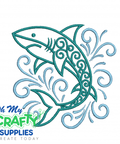 Tidal Swirl Shark Embroidery Design