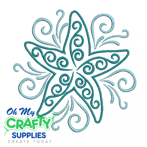 Tidal Swirl Starfish Embroidery Design