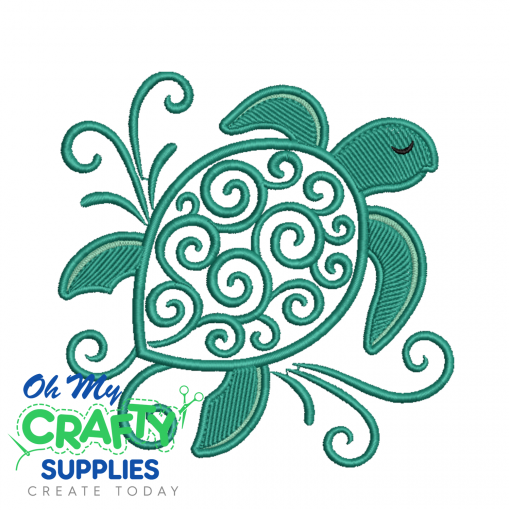 Tidal Swirl Turtle Embroidery Design