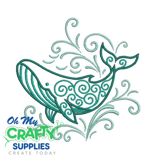Tidal Swirl Whale Embroidery Design