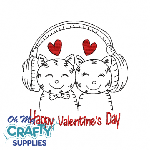 Valentine's Kitten Couple 1230 Embroidery Design