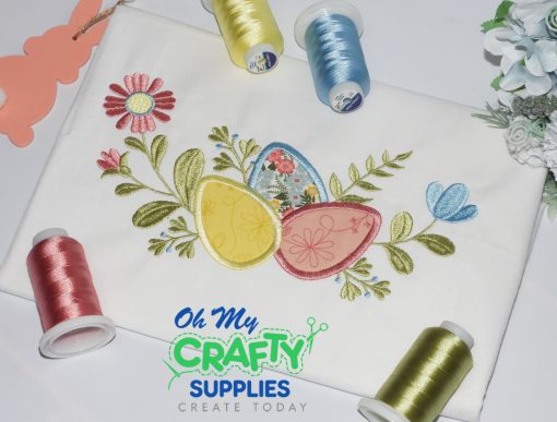 Pastel Floral Eggs Applique Embroidery Design