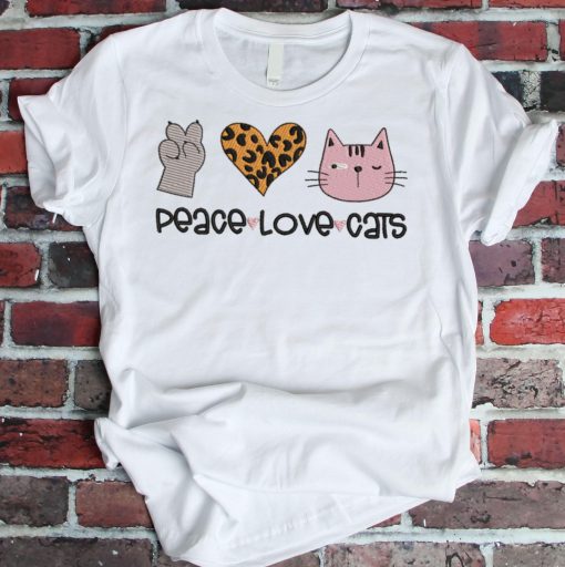 Peace Love Cats Embroidery Design