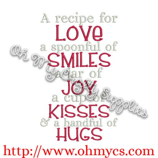 Recipe for Love Embroidery Design