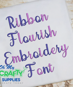 Ribbon Flourish Embroidery Font (BX Included) (FM)