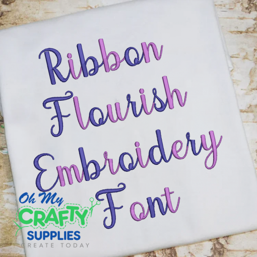 Ribbon Flourish Embroidery Font (BX Included) (FM)