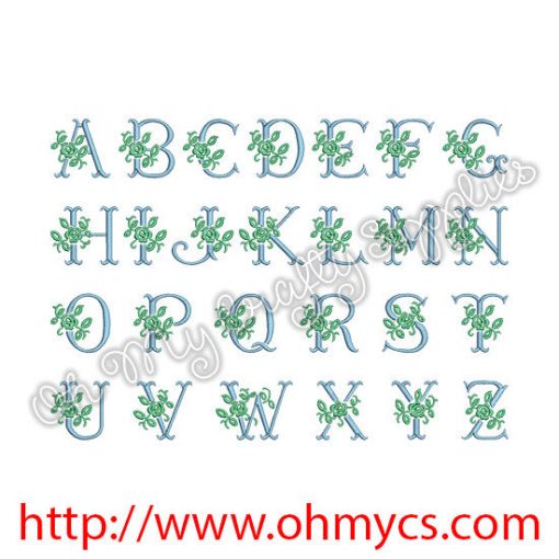 Rose Embroidery Font (BX Included)