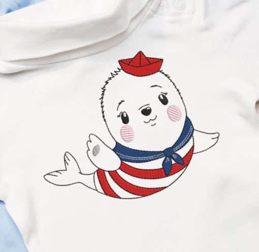 Sailor Seal Embroidery Design