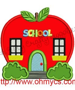 Apple School House Applique Design