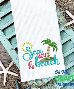 Sea Beach Palm Embroidery Design