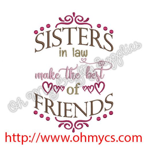 Sisters in law Embroidery Design