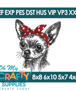 Sketch Bow Chihuahua Embroidery Design