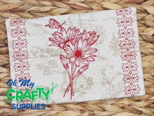 Sketch Floral Mug Rug Embroidery Design (MRM)