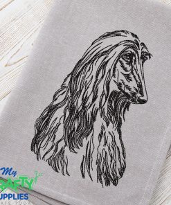 Sketch Long Hair Dog Embroidery Design