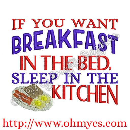 Sleep in the kitchen embroidery design