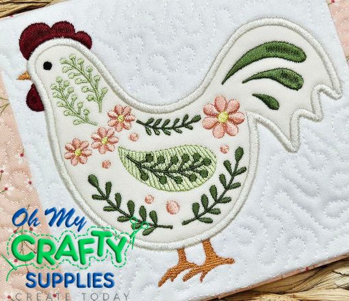 Spring Chicken Applique Embroidery Design