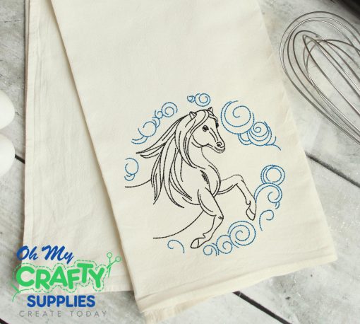 Swirl Horse Embroidery Design