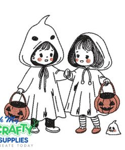 Trick or Treat Kids Embroidery Design