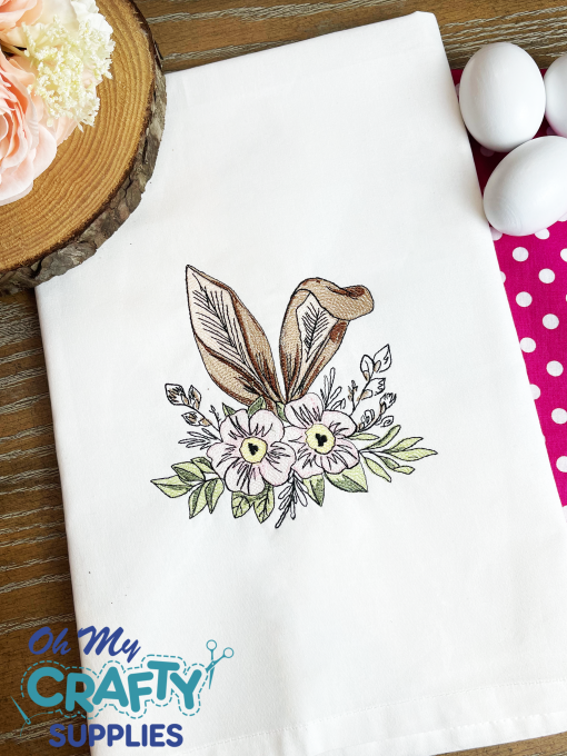 Floral Bunny Ears Embroidery Design