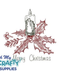 Vintage Candle Sketch Embroidery Design
