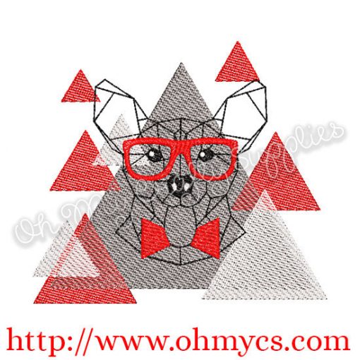 Abstract Dog with Glasses Embroidery Design