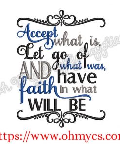 Accept Let Go Embroidery Design