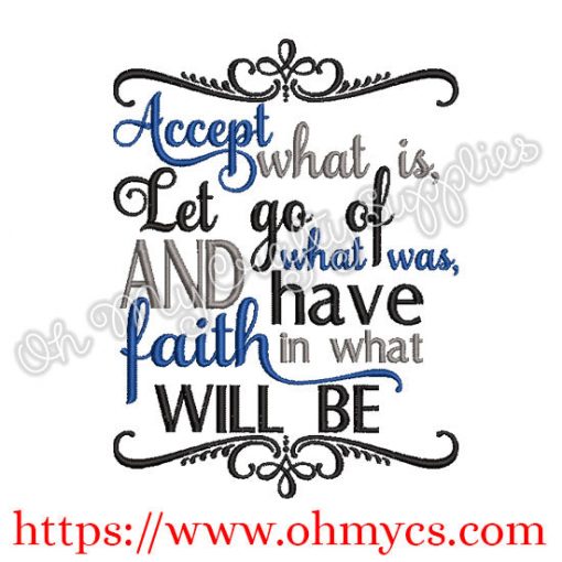 Accept Let Go Embroidery Design