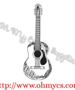 Acoustic Guitar Sketch Embroidery Design