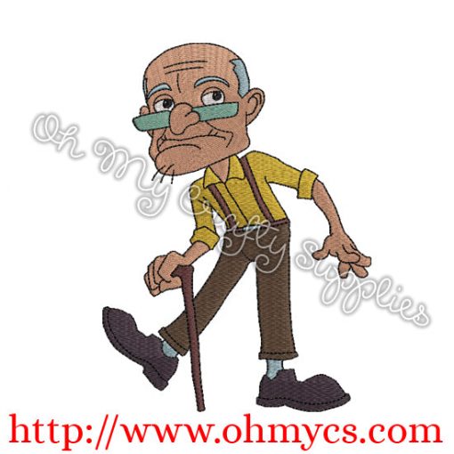 Albert Walking with his cane Embroidery Design