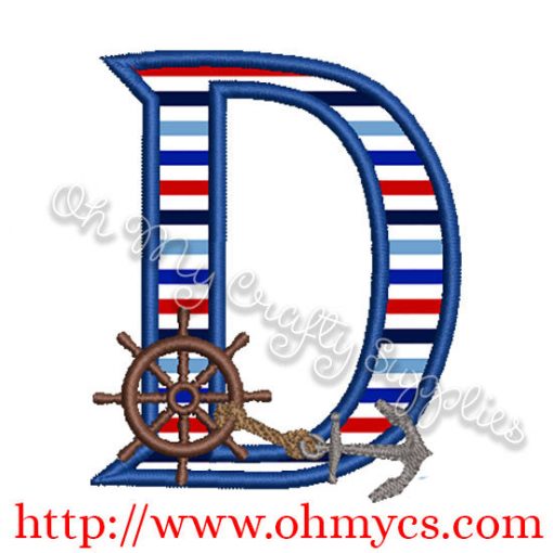 D Algerian Anchor Letter Applique Design