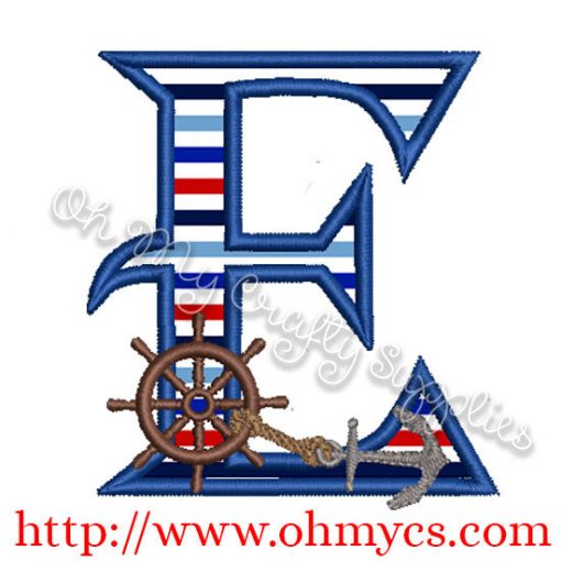 E Algerian Anchor Letter Applique Design