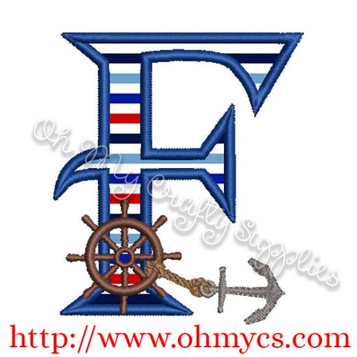 F Algerian Anchor Letter Applique Design