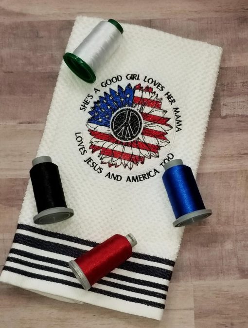 American Sunflower Embroidery Design