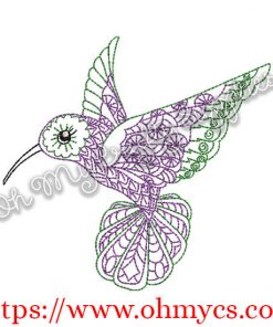 Another Henna Hummingbird Embroidery Design