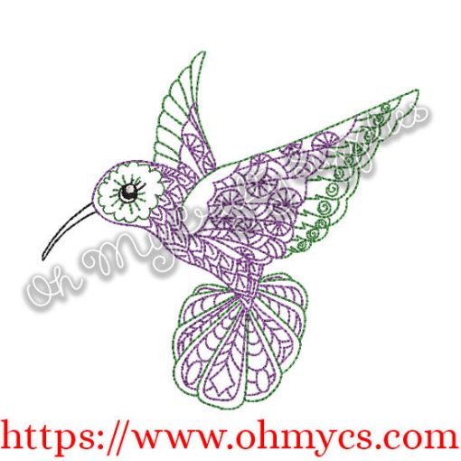 Another Henna Hummingbird Embroidery Design