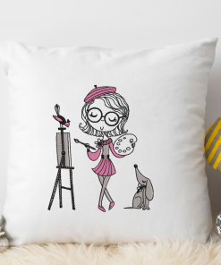 The Girl Artist Embroidery Design