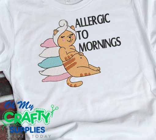 Allergic to Mornings Sketch Embroidery Design