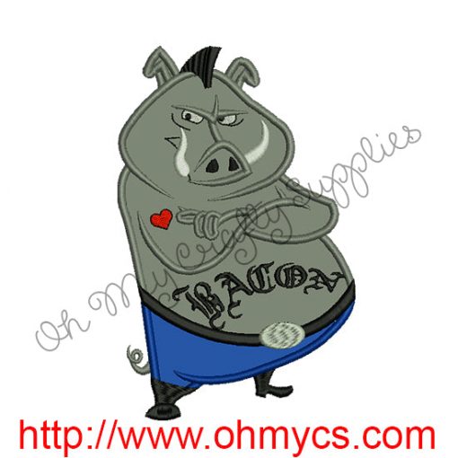 Baconator Pig Applique Design