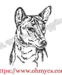Basenji Sketch Embroidery Design