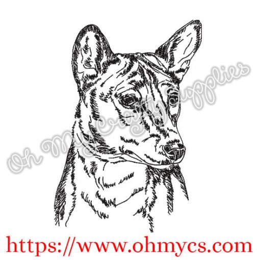 Basenji Sketch Embroidery Design