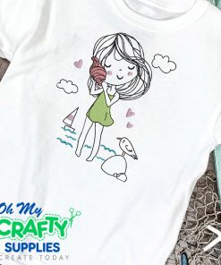 Beach Girl Embroidery Design