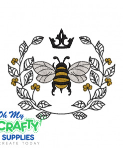 Leafy Bee Embroidery Design