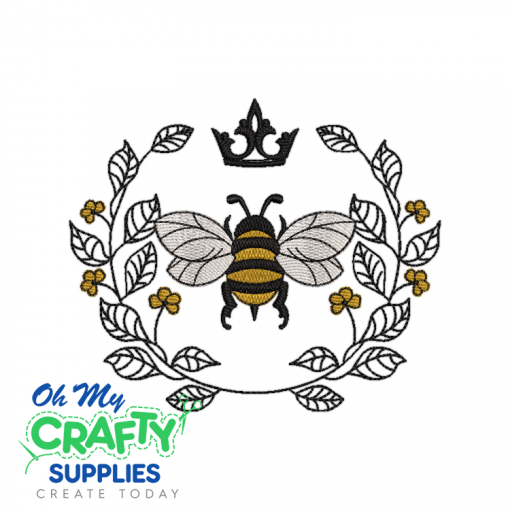 Leafy Bee Embroidery Design