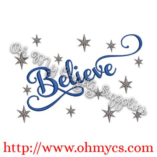 Believe Embroidery Design