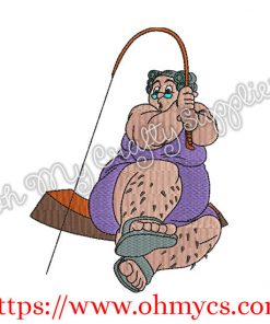 Bertha Fishing Embroidery Design