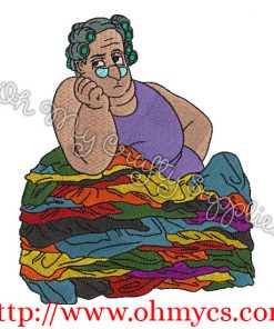 Bertha Doing Laundry Embroidery Design
