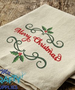 Merry Christmas Holly Frame Embroidery Design