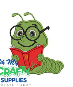 Bookworm Applique Embroidery Design