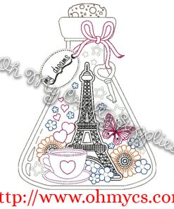 A little bottle of Paris Embroidery Design